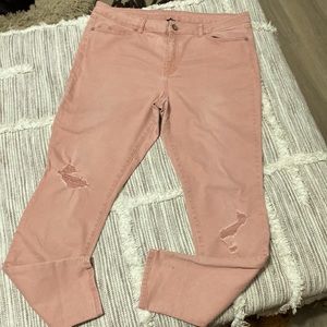 blush pink jeans jeggins distressed size 15 brand rewashed super cute an…